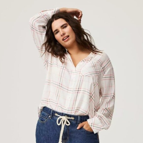 Torrid Drop Shoulder Button-Front Shirt - Picture 5 of 14